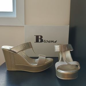Golden Wedge Sandals